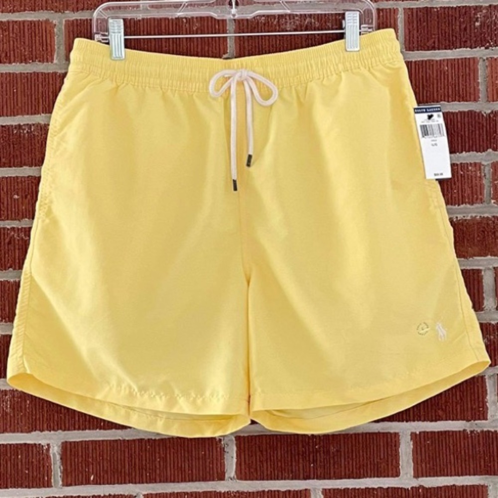 New Small Polo Ralph Lauren Yellow Swim Trunks